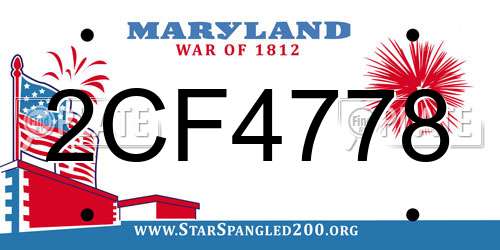 2CF4778 Maryland License Plate