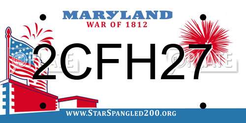 2CFH27 Maryland License Plate