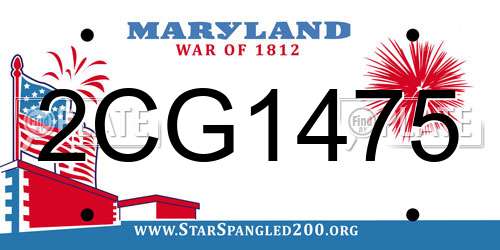 2CG1475 Maryland License Plate