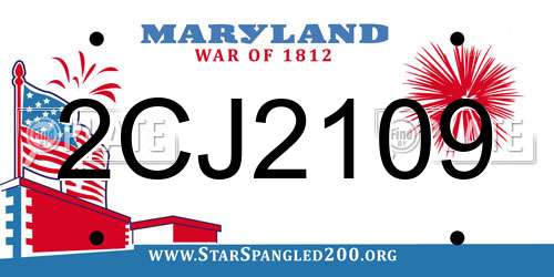2CJ2109 Maryland License Plate