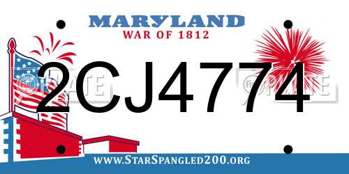 2CJ4774 Maryland License Plate
