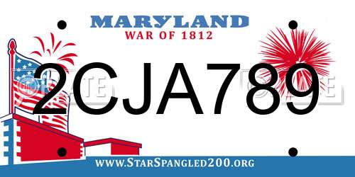 2CJA789 Maryland License Plate