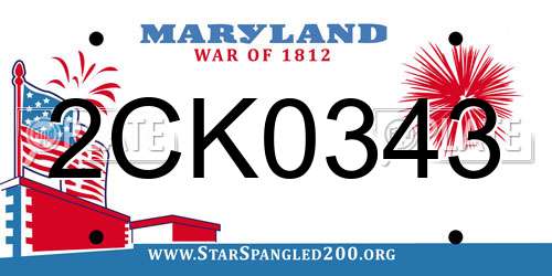 2CK0343 Maryland License Plate