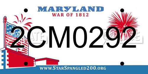 2CM0292 Maryland License Plate