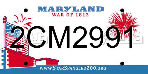 2CM2991 Maryland License Plate
