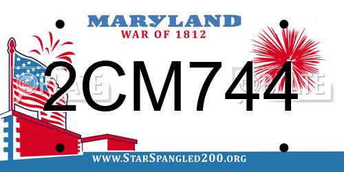 2CM744 Maryland License Plate