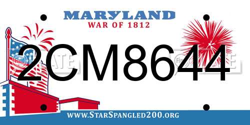 2CM8644 Maryland License Plate