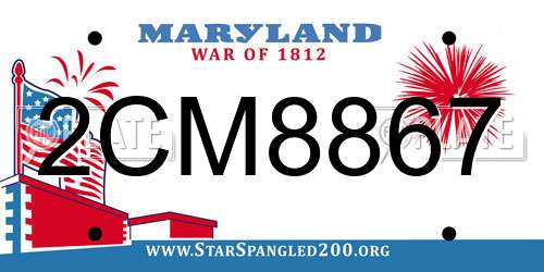 2CM8867 Maryland License Plate
