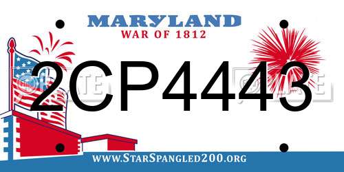 2CP4443 Maryland License Plate
