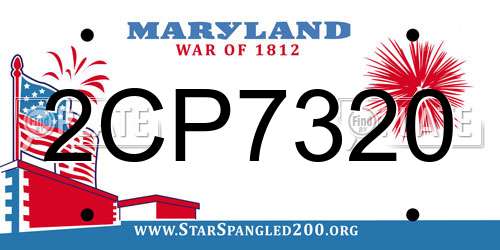 2CP7320 Maryland License Plate