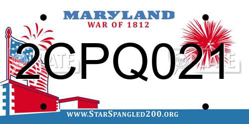 2CPQ021 Maryland License Plate