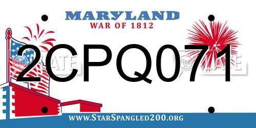 2CPQ071 Maryland License Plate