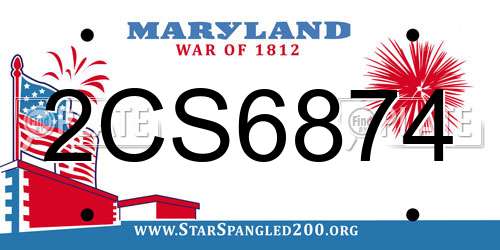 2CS6874 Maryland License Plate