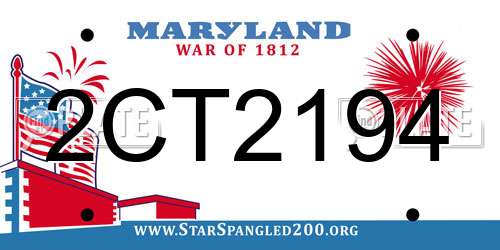 2CT2194 Maryland License Plate