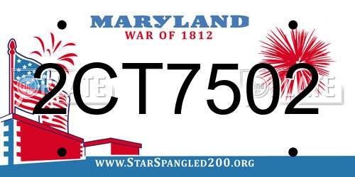 2CT7502 Maryland License Plate