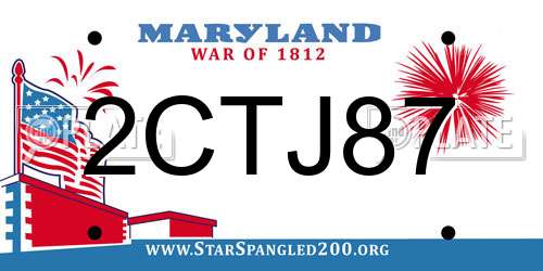 2CTJ87 Maryland License Plate