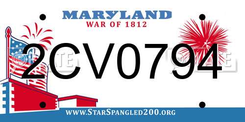 2CV0794 Maryland License Plate