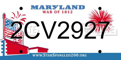 2CV2927 Maryland License Plate