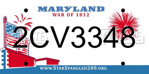 2CV3348 Maryland License Plate