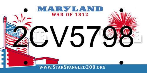 2CV5798 Maryland License Plate