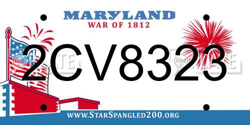 2CV8323 Maryland License Plate