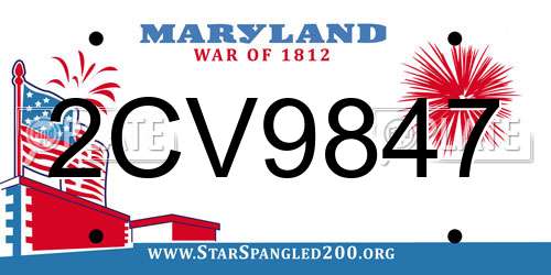 2CV9847 Maryland License Plate