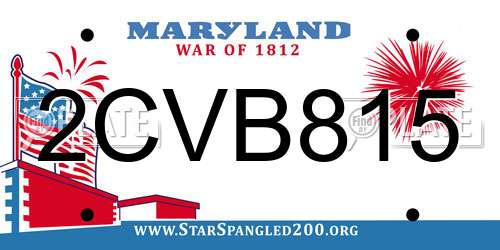 2CVB815 Maryland License Plate