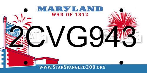 2CVG943 Maryland License Plate