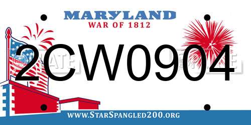 2CW0904 Maryland License Plate