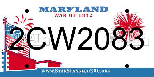 2CW2083 Maryland License Plate