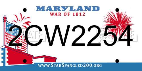 2CW2254 Maryland License Plate