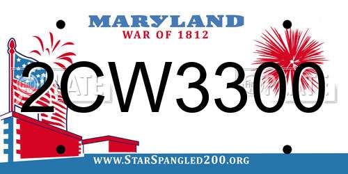 2CW3300 Maryland License Plate