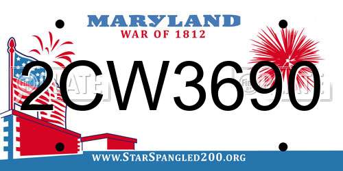 2CW3690 Maryland License Plate