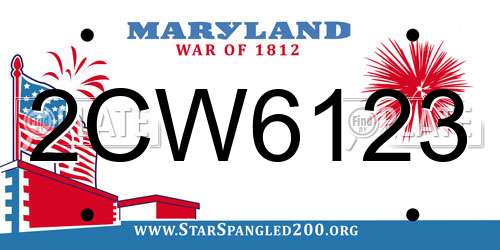 2CW6123 Maryland License Plate