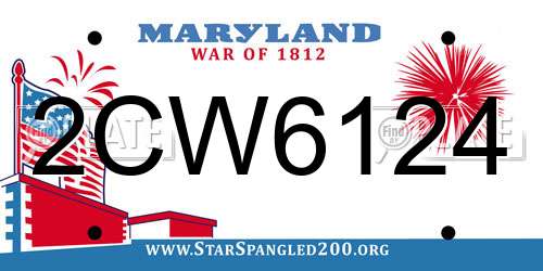 2CW6124 Maryland License Plate