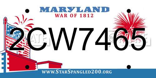 2CW7465 Maryland License Plate