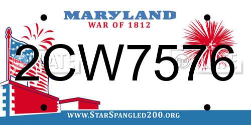 2CW7576 Maryland License Plate