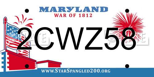 2CWZ58 Maryland License Plate