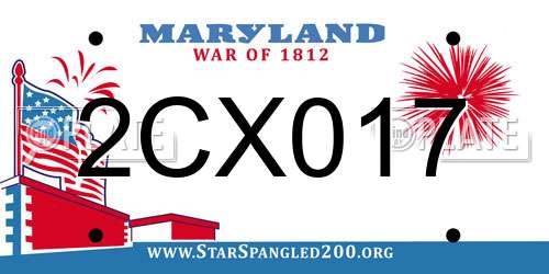 2CX017 Maryland License Plate