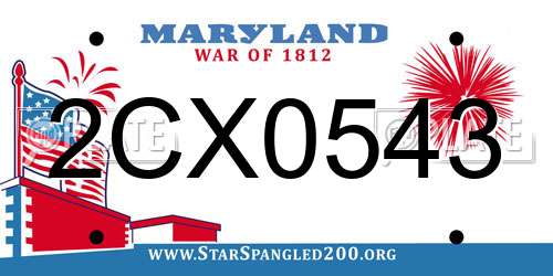 2CX0543 Maryland License Plate