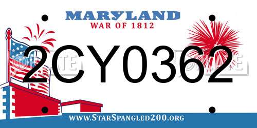 2CY0362 Maryland License Plate