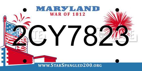 2CY7823 Maryland License Plate