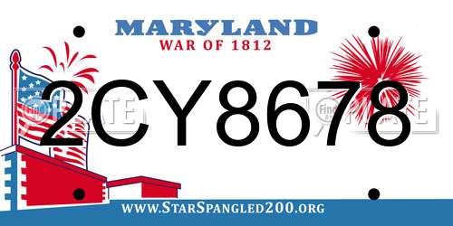 2CY8678 Maryland License Plate