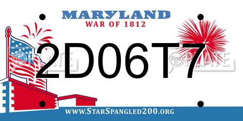 2D06T7 Maryland License Plate