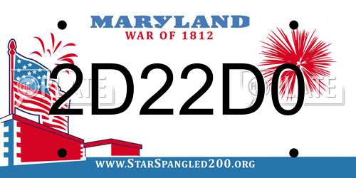 2D22D0 Maryland License Plate