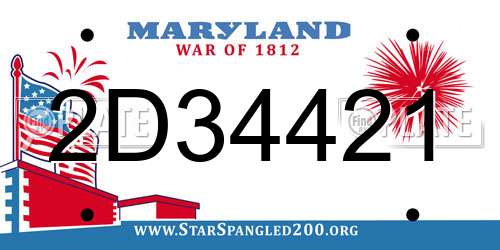 2D34421 Maryland License Plate