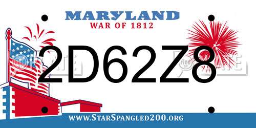 2D62Z8 Maryland License Plate