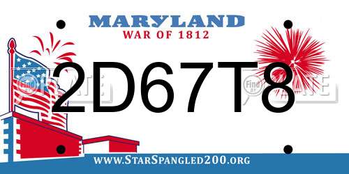 2D67T8 Maryland License Plate