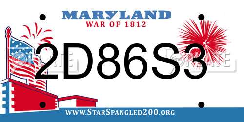 2D86S3 Maryland License Plate