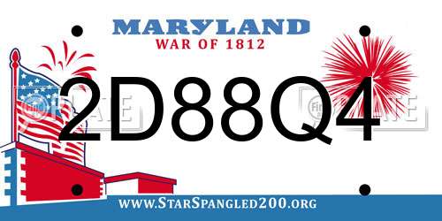 2D88Q4 Maryland License Plate